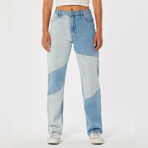 Hollister Ultra High Rise Dad Jeans Dark and Light Blue Striped Worn Once